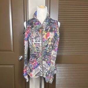 Joseph Ribkoff | Cold Shoulder Patterned Jacket